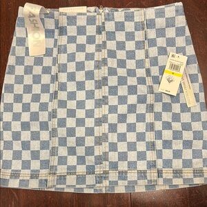 Tinseltown Blue and White A-line Mini Skirt